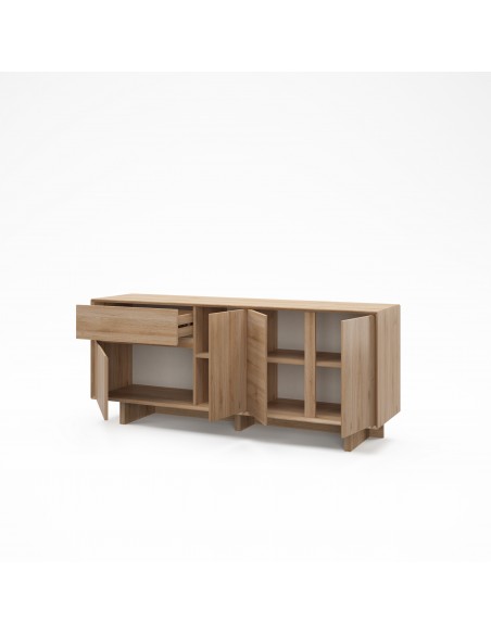 Aparador de diseño CARPI 180, 4 puertas y 1 cajón, color roble