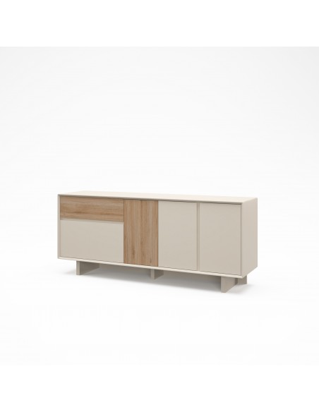 Aparador de diseño CARPI 180, 4 puertas y 1 cajón, color vison y roble