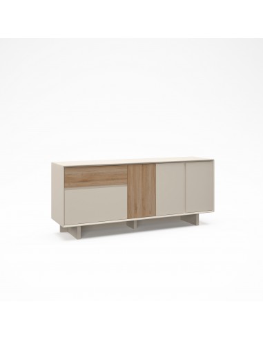 Aparador de diseño CARPI 180, 4 puertas y 1 cajón, color vison y roble