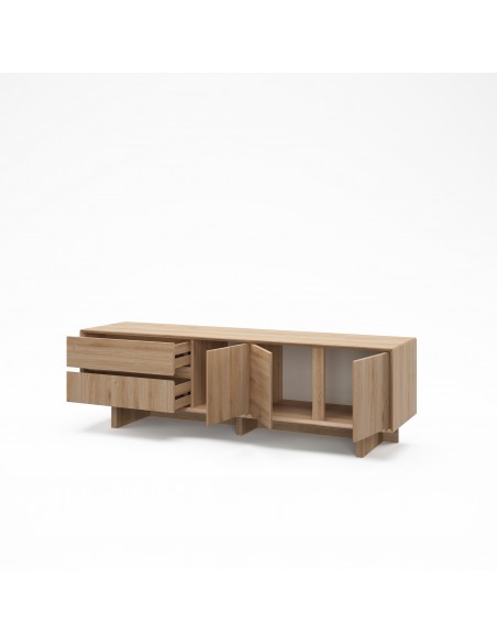 Mueble de TV de diseño CARPI 180, 3 puertas y 2 cajones, color roble