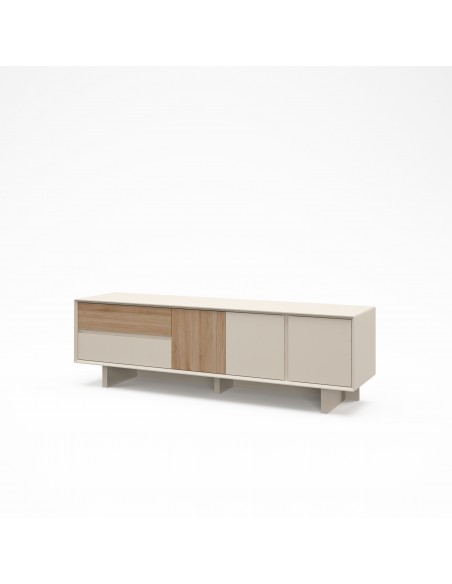 Móvel de TV design CARPI 180, 3 portas e 2 gavetas, cor visón e Carvalho