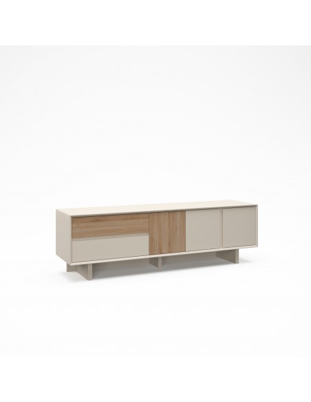 Mueble de TV de diseño CARPI 180, 3 puertas y 2 cajones, color vison y roble