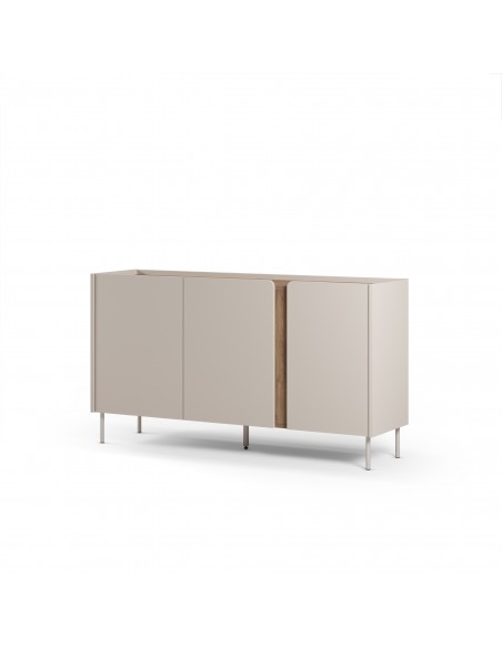 Aparador de design LUCILE 150, cor creme e carvalho