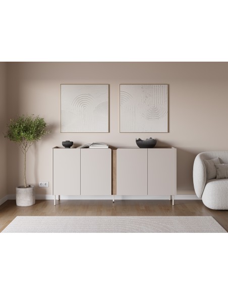 Aparador design LUCILE 180 cor creme e carvalho