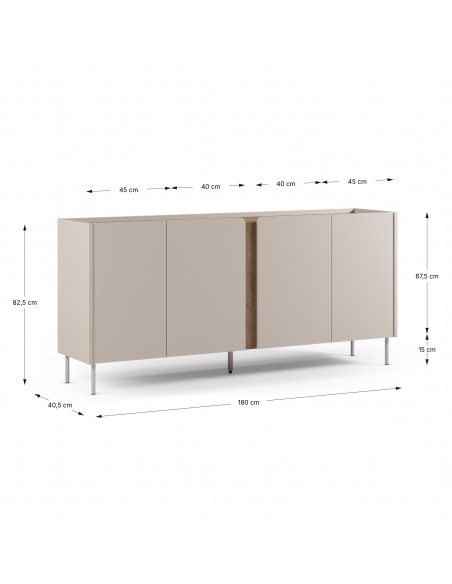 Aparador design LUCILE 180 cor creme e carvalho