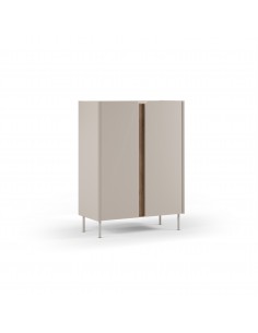 Aparador cubo alto de design LUCILE 90 em cor creme e...