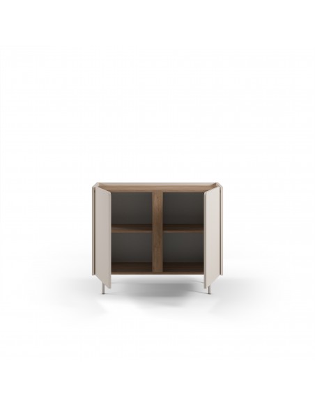 Aparador auxiliar design LUCILE 100 em cor creme e carvalho