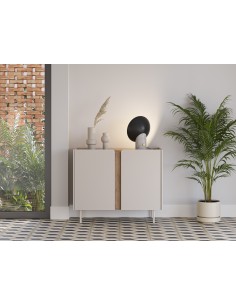 Aparador auxiliar design LUCILE 100 em cor creme e carvalho 2
