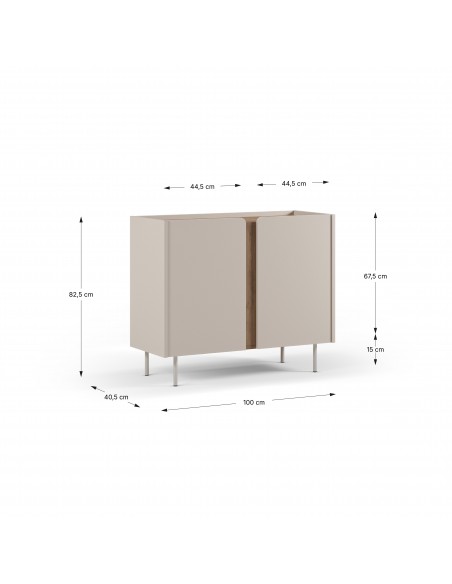 Aparador auxiliar design LUCILE 100 em cor creme e carvalho