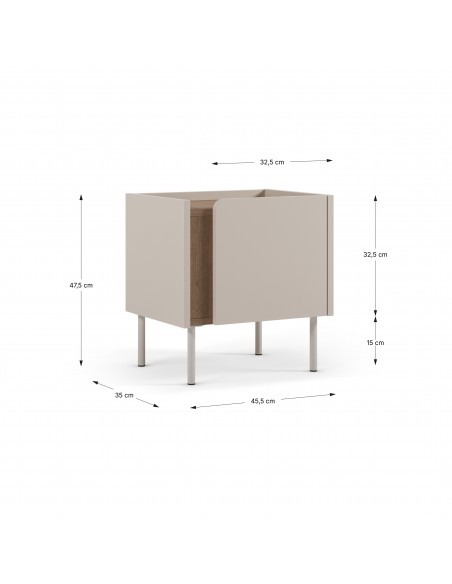 Mesa de cabeceira design LUCILE 45 em cor creme e carvalho