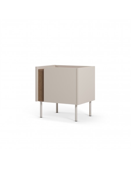 Mesa de cabeceira design LUCILE 45 em cor creme e carvalho