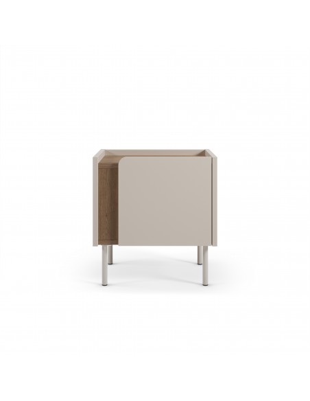 Mesita de noche de diseño LUCILE 45 color crema y roble