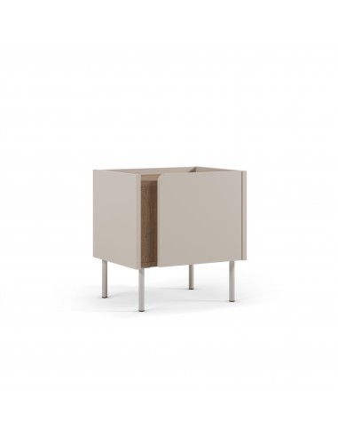 Mesa de cabeceira design LUCILE 45 em cor creme e carvalho