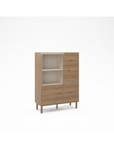 Aparador Cubo ALTO de diseño MONZA 90 color roble y visón