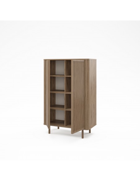 Aparador alto cubo de design SALMA 86 x 130, 2 portas na cor carvalho