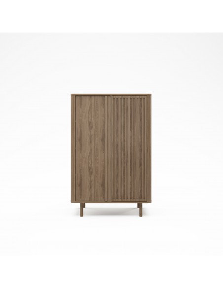 Aparador alto cubo de diseño SALMA 86 x 130, 2 puertas en color roble