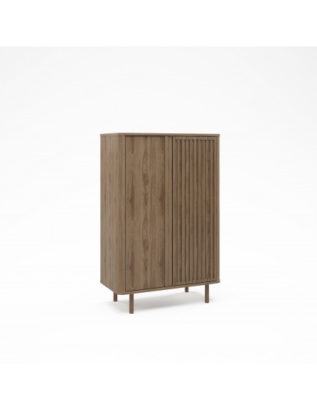 Aparador alto cubo de design SALMA 86 x 130, 2 portas na cor carvalho