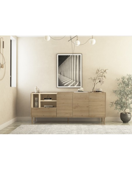 Aparador de design MONZA 180 em cor carvalho e vison