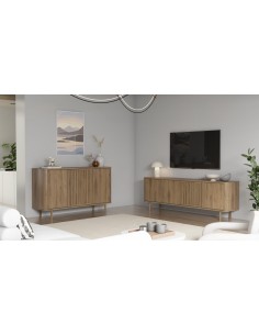Aparador de design SALMA 138 x 40, 3 portas na cor carvalho 2