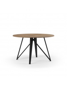 Mesa redonda de comedor SALMA 130 color roble y metal negro