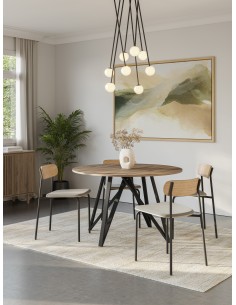 Mesa de jantar redonda SALMA 130 em cor carvalho e metal... 2