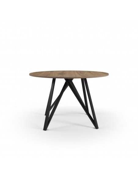 Mesa redonda de comedor SALMA 130 color roble y metal negro
