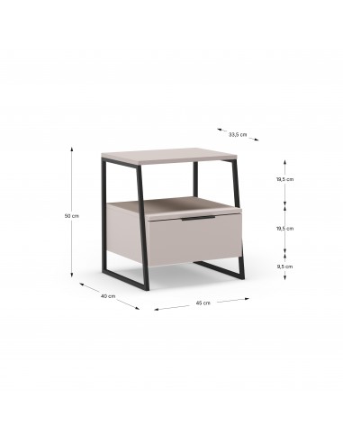 Mesa de cabeceira VELIA 45 X 50, cor creme e...