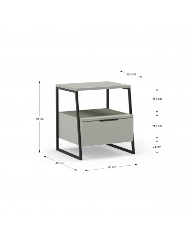 Mesa de cabeceira VELIA 45 X 50, cor verde e...