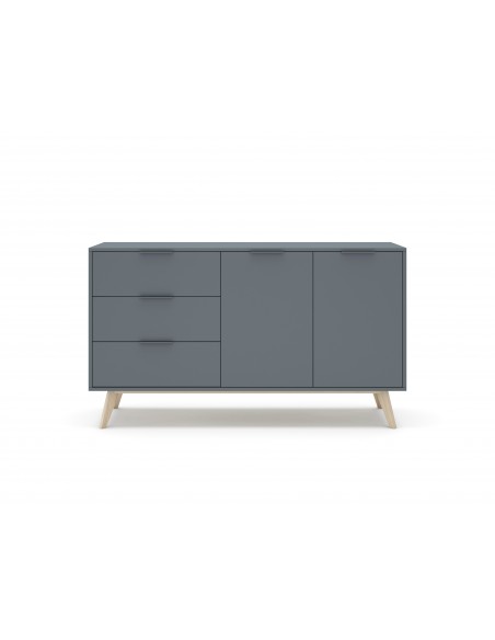 Aparador de design nórdico PISCO 140, pinho verde e branco cera