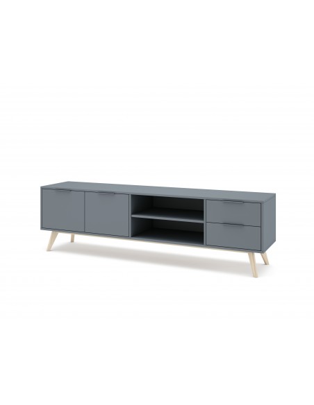 Mueble TV diseño nórdico PISCO 180, pino verde y blanco cera