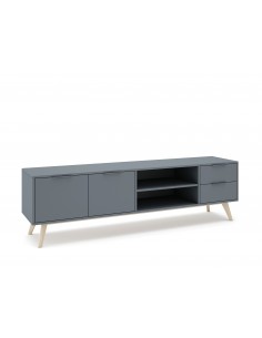 Mueble TV diseño nórdico PISCO 180, pino verde y blanco cera