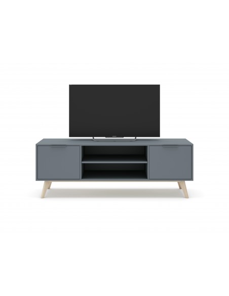 Mueble TV diseño nórdico PISCO 140, pino verde y blanco cera