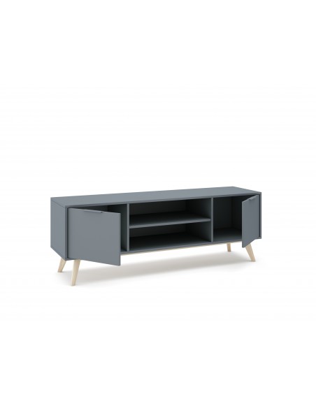 Mueble TV diseño nórdico PISCO 140, pino verde y blanco cera