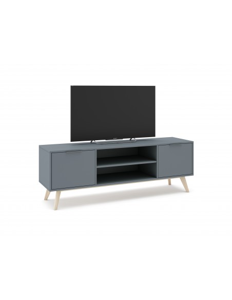 Mueble TV diseño nórdico PISCO 140, pino verde y blanco cera
