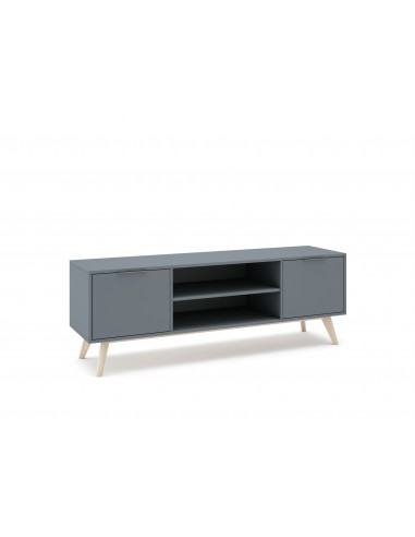 Móvel de TV de design nórdico PISCO 140, pinho verde e branco cera