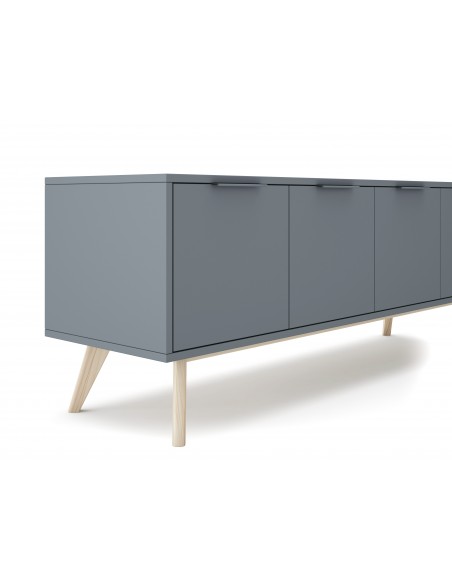 Móvel de TV de design nórdico PISCO 140 x 40, pinho verde e branco cera