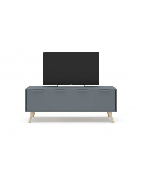 Mueble TV diseño nórdico PISCO 140 x 40, pino verde y blanco cera