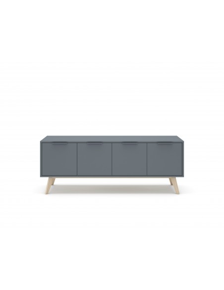 Móvel de TV de design nórdico PISCO 140 x 40, pinho verde e branco cera