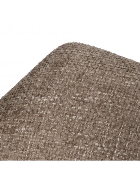 Silla con brazos de diseño nórdico, madera curvada color nogal, tela beige