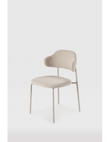 Silla de estilo retro ADRIEL, tejido beige y metal