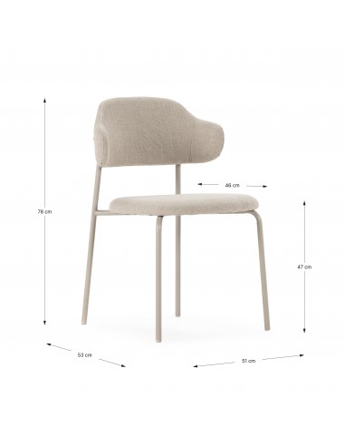 Silla de estilo retro ADRIEL, tejido beige y metal