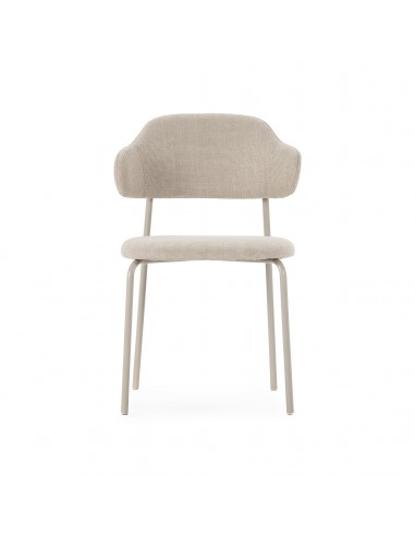 Silla de estilo retro ADRIEL, tejido beige y metal