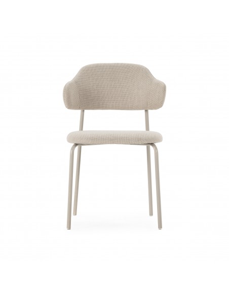 Silla de estilo retro ADRIEL, tejido beige y metal