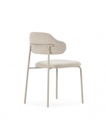 Silla de estilo retro ADRIEL, tejido beige y metal