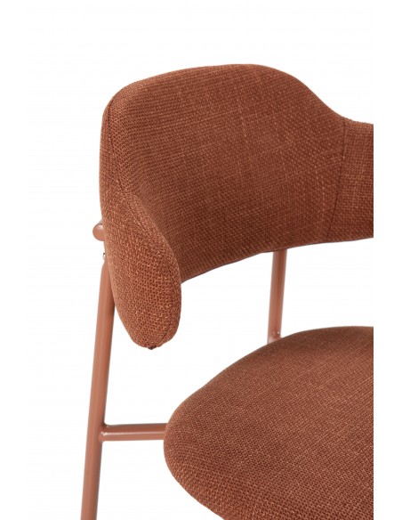 Silla de estilo retro ADRIEL, tejido terracota y metal