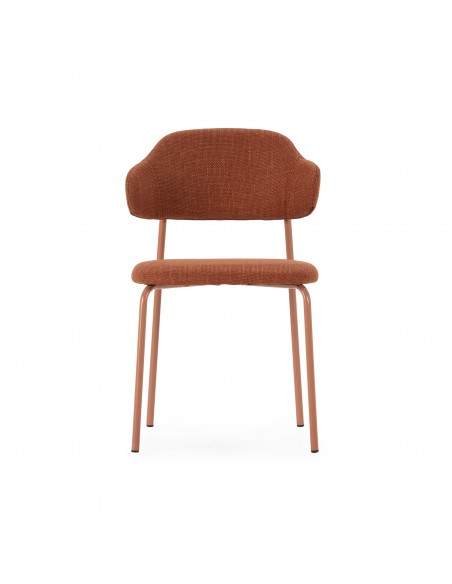 Silla de estilo retro ADRIEL, tejido terracota y metal