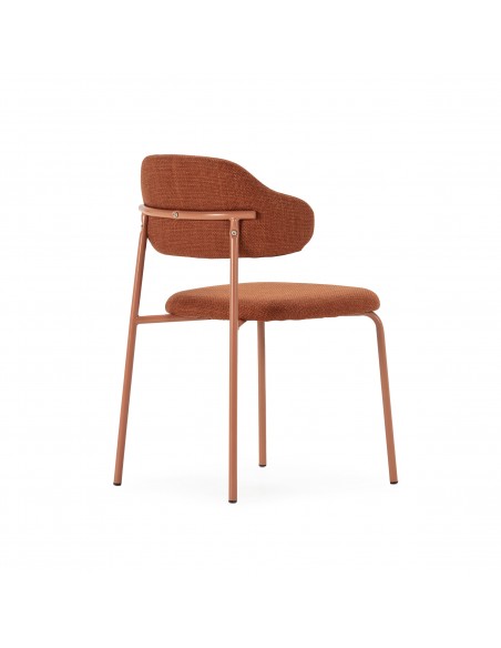 Silla de estilo retro ADRIEL, tejido terracota y metal