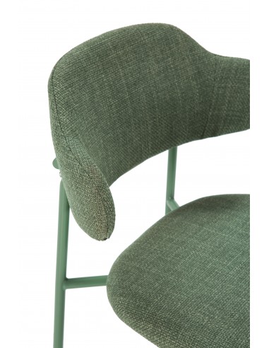 Silla de estilo retro ADRIEL en tejido verde y...