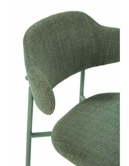 Silla de estilo retro ADRIEL en tejido verde y estructura de metal