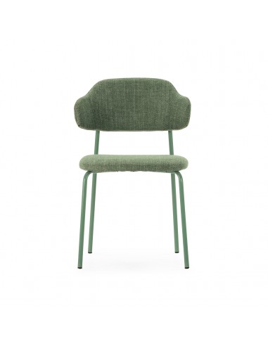 Silla de estilo retro ADRIEL en tejido verde y...